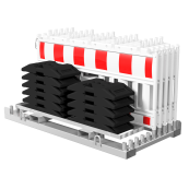 SET | with 10 panel fences | and 11 base plates | on storage and transport traverse | with lamp adapter | with red/white foil, txpe RA1/A | type of barrier NOX LIGHT white